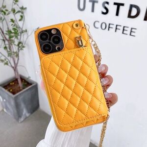 iPhone Case with Crossbody Adjustable Strap in Yellow Color